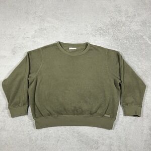 Outerknown Sweatshirt Womens Large Green Terry Cloth Cropped Crew Sweater